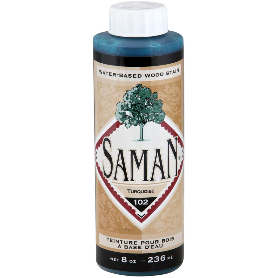 Saman Water-Based Wood Stain Turquoise-102 236mL
