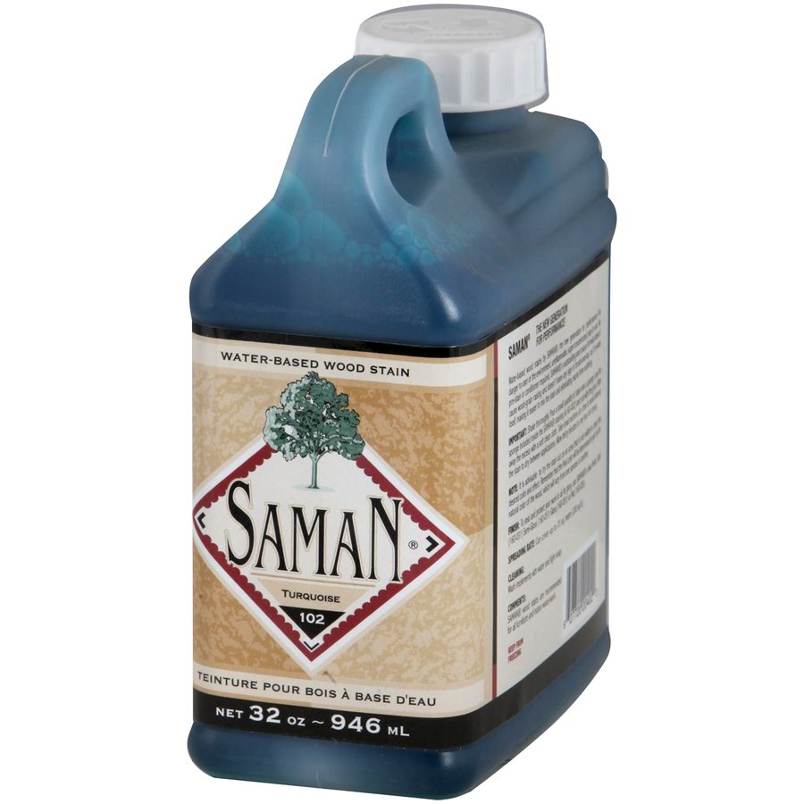 Saman Water-Based Wood Stain Turquoise-102 946mL