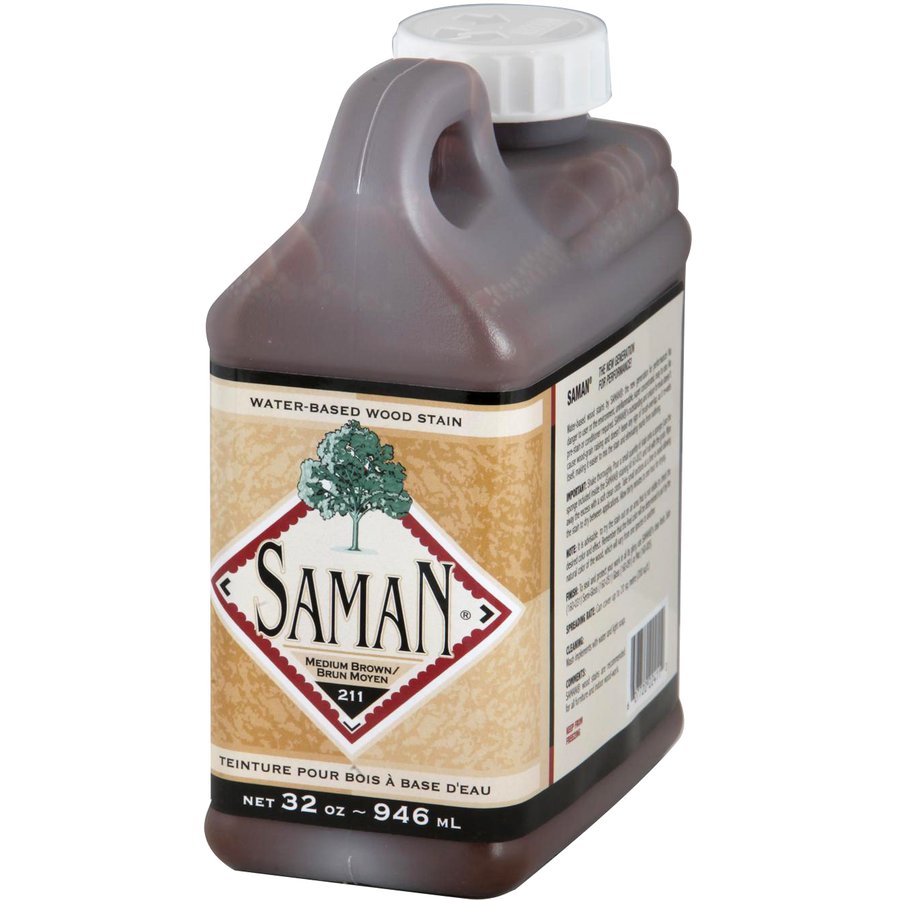 Saman Water-Based Wood Stain Medium Brown-211 946mL
