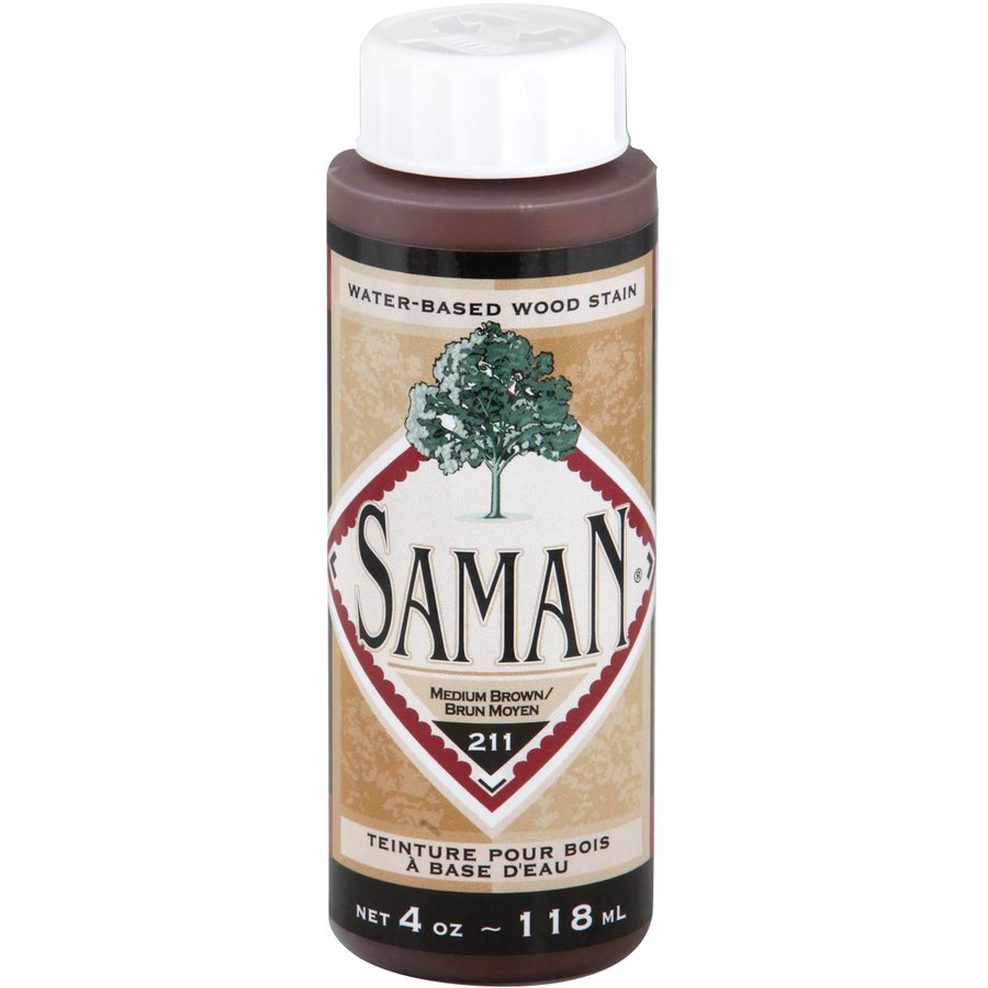 Saman Water-Based Wood Stain Medium Brown-211 118mL